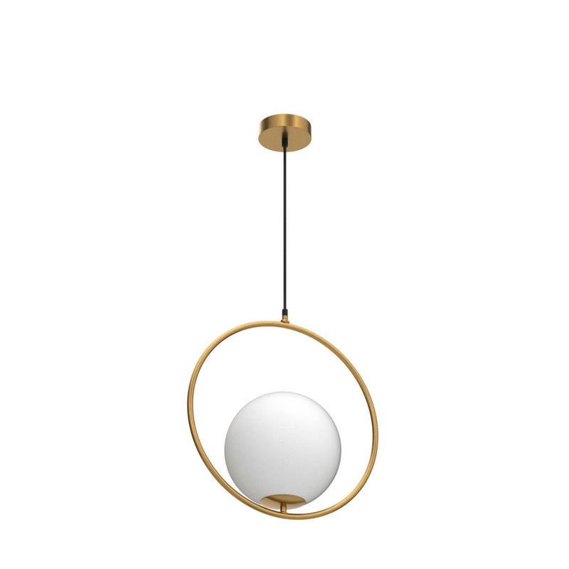 KCO Modern Gold Globe Pendant Light 1-Light Single White Glass Kitchen Island Pendant Lighting Fixture Mid Century Adjustable Chandelier for Living Room Dining Room (9.8â€-Small) - Image 4